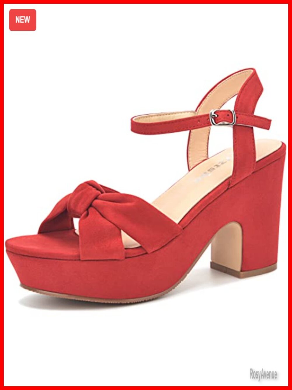 Platform Heels Chunky Wedge Knotted Ankle Strap Sandals Suede Open Toe